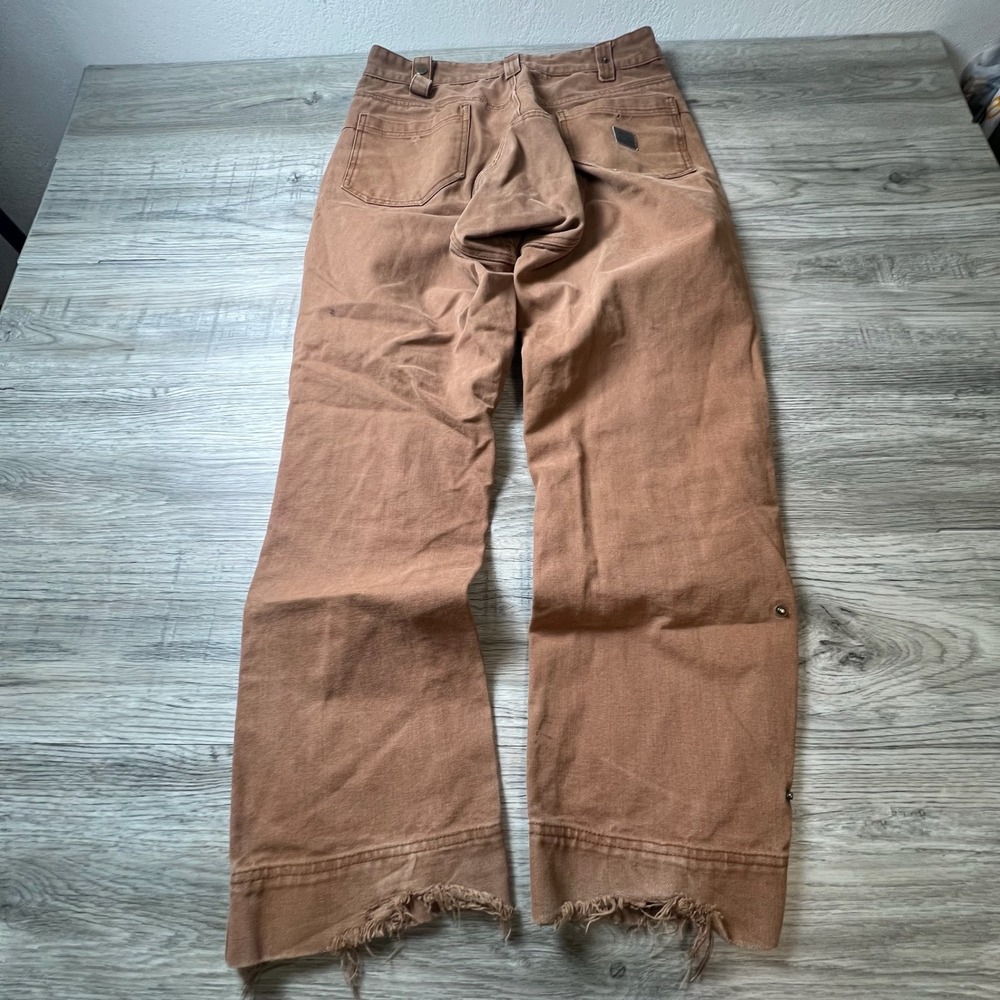 Unknown Canvas Work Pants Mens 32 Brown Wide Leg Distressed Frayed Streetwear